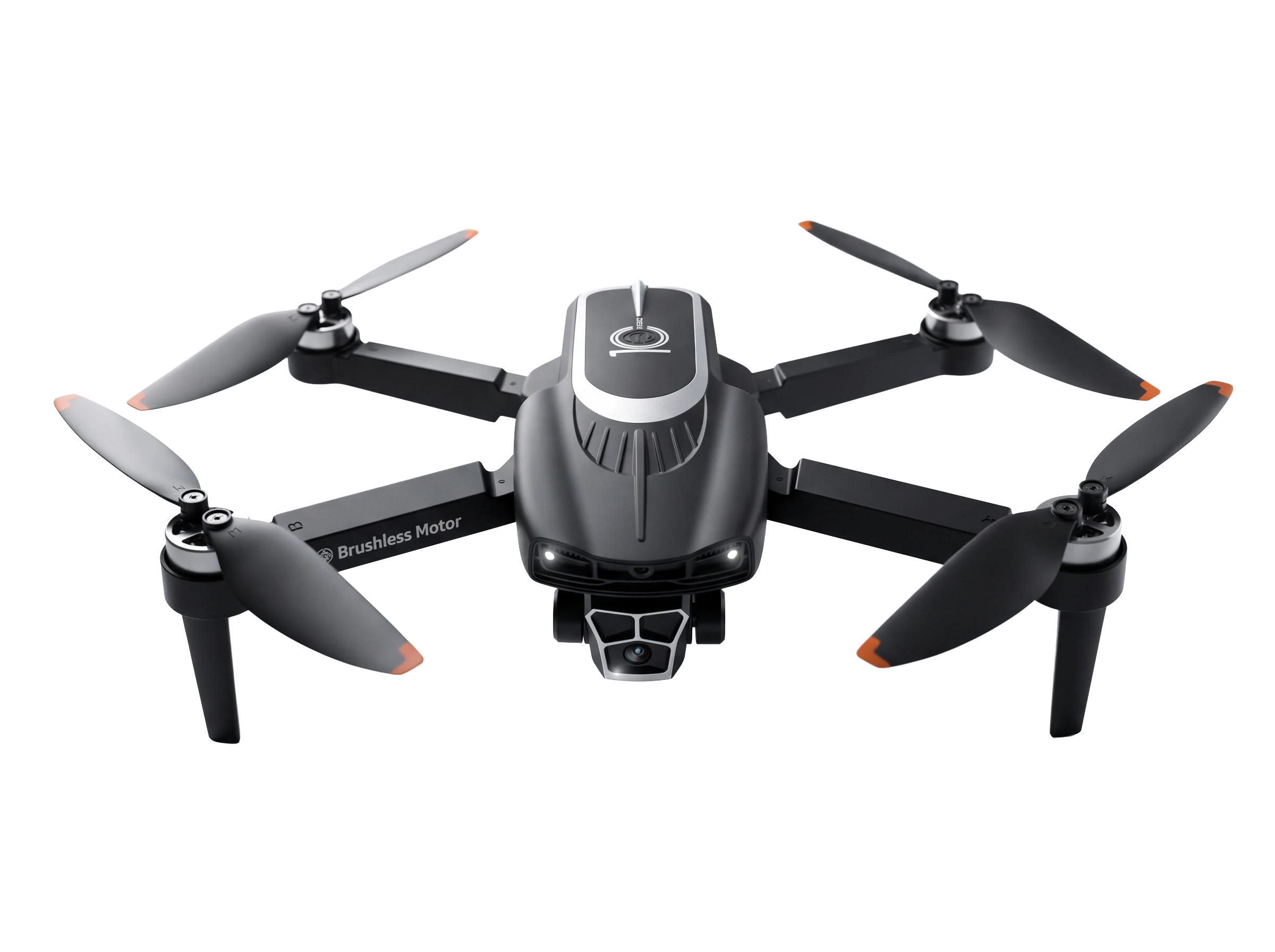 Drone S10 Pro tampak depan dengan empat motor brushless